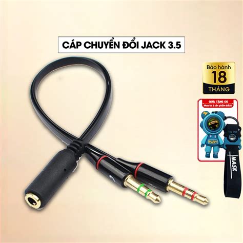 Dây Jack Chuyển đổi Tai Nghe 35mm Sang 2 Cổng 35mm Cho Audio Và Mic