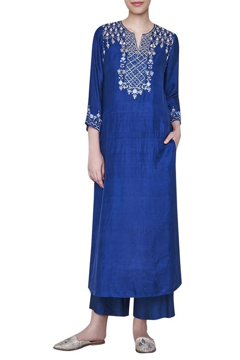 Buy Embroidered Neckline And Cuff Kurta Set By Anita Dongre At Aza