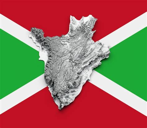 Mapa De Burundi Bandeira De Burundi Relevo Sombreado Mapa De Altura De