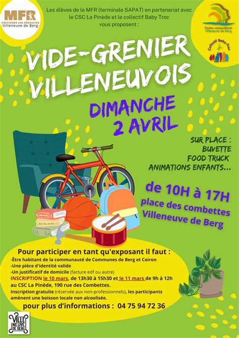 VIDE GRENIER dimanche 2 avril Centre socioculturel La Pinède