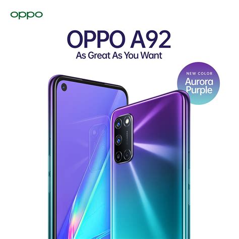 Cantiknya Oppo A92 Aurora Purple Didukung Kapasitas Baterai Besar