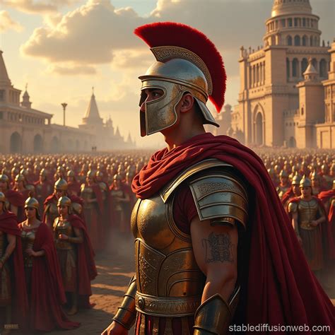 A Futuristic Roman Legionnairecin A Full Golden Armour Prompts Stable
