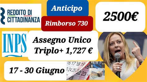 Assegno Unico 730 Rdc Naspi Bonus Triplo Pagamenti Inps Giugno 2023