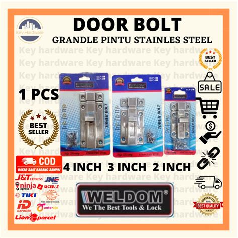 Jual Grendel Stainless Steel Slot Pintu Kotak 2 WELDOM Shopee