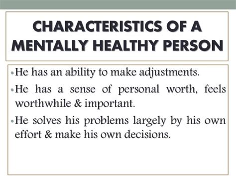 Characteristics Of Mental Health By Prakruthi Bargur