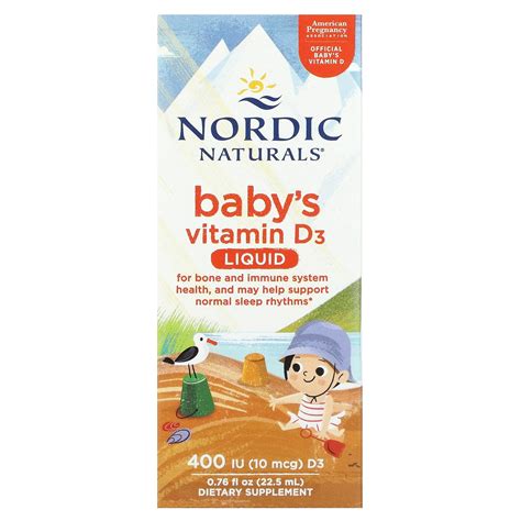 Nordic Naturals Baby S Vitamin D3 Liquid 10 Mcg 400 IU 0 76 Fl Oz