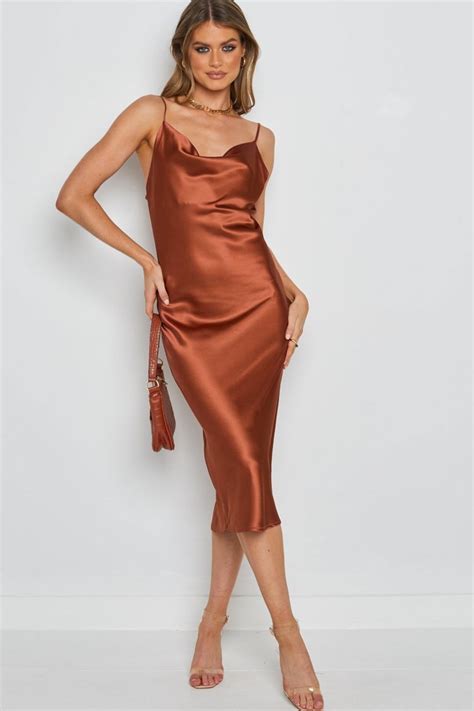 Schiffer Slip Midi Dress Copper Shopperboard