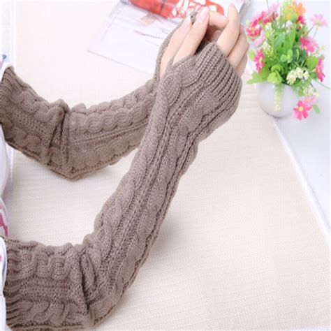 Women Fashion Winter Wrist Arm Hand Warmer Knitted Long Fingerless