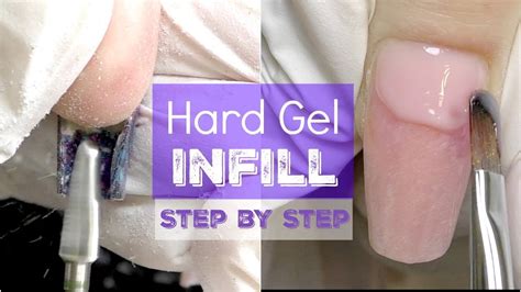 How To Hard Gel Infill On Acrylic Nails Youtube