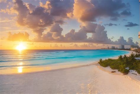 Premium Ai Image Sunrise Over Beach In Cancun