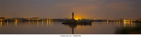 Buddha Statue Night Hussain Sagar Hyderabad Stock Photo 1980869285