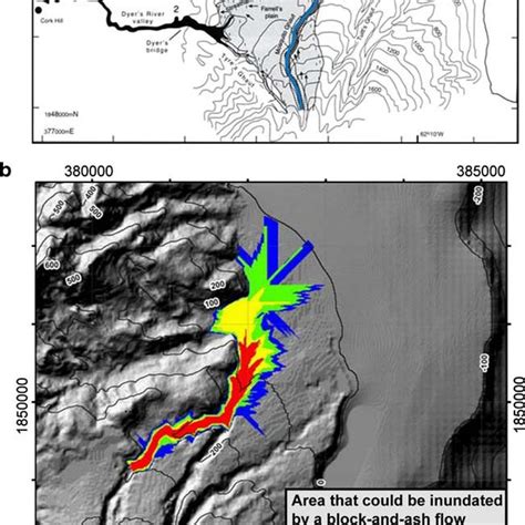 B Illustrates Details Of The Computed Inundation Zones For Flows