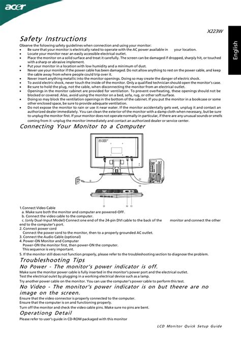 Acer X W Computer Monitor User Manual Manualzz