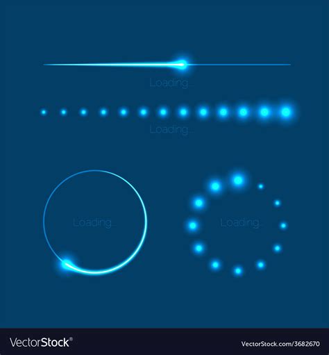 Modern Glowing Preloaders And Progress Bars Vector Image