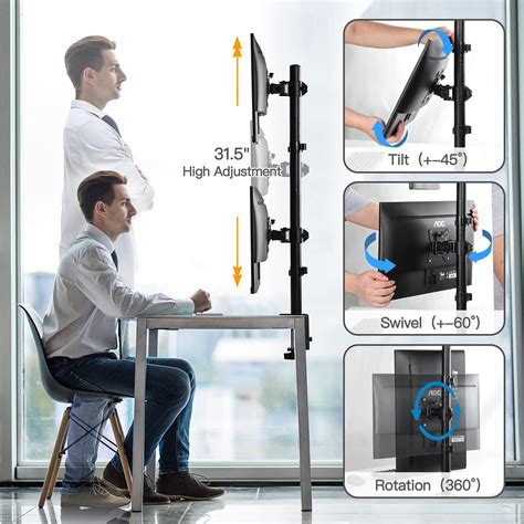 Huanuo Soporte De Monitor Dual Pantalla Vertical Apilable Soporta Dos