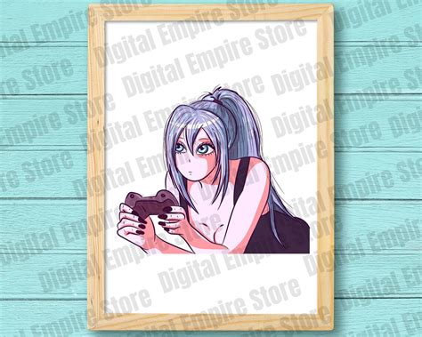 Anime Gamer Girl Waifu Svg Svg Eps Dxf Png  Pdf Etsy Uk