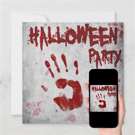 Bloody Handprint Halloween Invitation | Zazzle