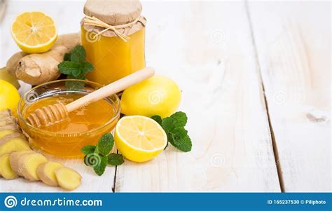 Fresh Honey Ginger And Lemon Stock Photo Image Of Table Ingredient