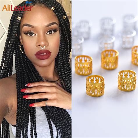 Alileader Tube Beads Golden Silver Rings For Braids Jewelry Ring Dread