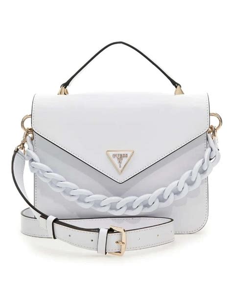 Bolso Guess Corina Blanco Con Cadena Para Mujer