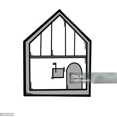 Rumah Bangunan Doodle Vektor Ikon Gambar Ilustrasi Sketsa Garis Gambar