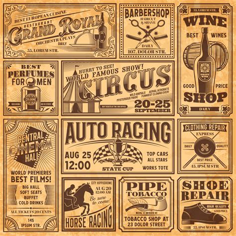 Vintage Newspaper Banners Old Advertising Page 22319729 Vector Art At