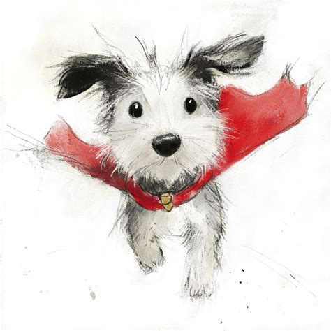 hero super dog red cape art print  stock photo public domain pictures