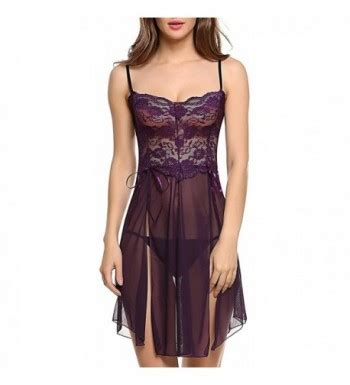 Sexy Lingerie Women S Sleepwear Lace Mesh Chemise Nightgown M Xxl Purple Cr Z Iuw K