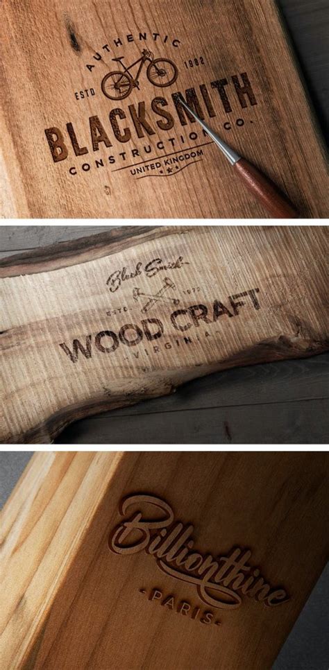 Photorealistic Wood Craft Logo PSD Mockups SoftArchive