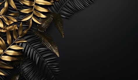 Premium Photo A Close Up Of A Black And Gold Leaf Background With A