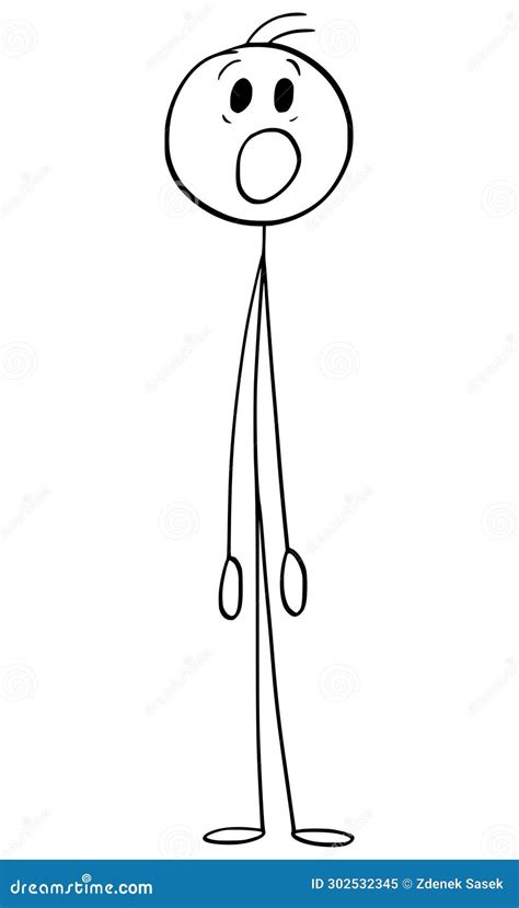 Shocked Person Showing Facial Expression Vector Cartoon Stick Figure