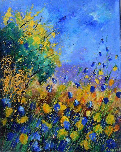 Wild Flowers Blue And Orange By Pol Henry Ledent Abstract Canvas