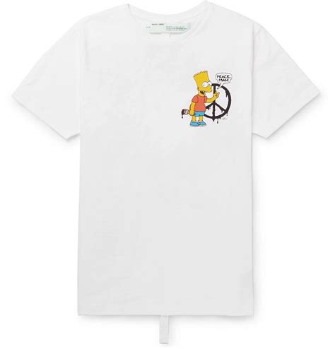 Off White Bart Simpson Slim Fit Printed Cotton Jersey T Shirt Men