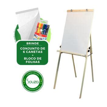 Cavalete Flip Chart Dobr Vel Quadro Branco Folha Kit Souza Cia