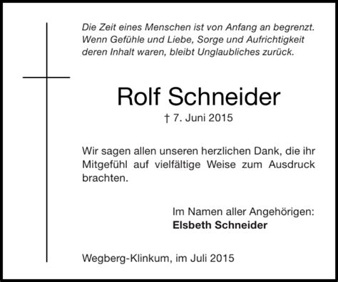 Traueranzeigen Von Rolf Schneider Aachen Gedenkt