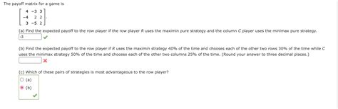 payoff matrix   game     cheggcom