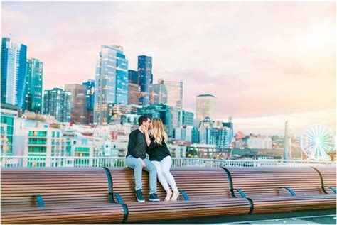 Sunset Downtown Seattle Engagement Ryan And Darion