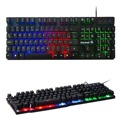 Teclado Semi Mec Nico Gamer Fortrek Blackfire Abnt Iluminado Teclas