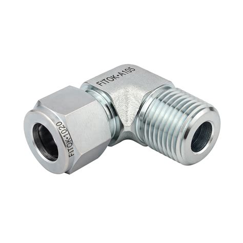 FITOK 1 4 Tube OD 1 4 Male NPT Zinc Plated Carbon Steel Compression