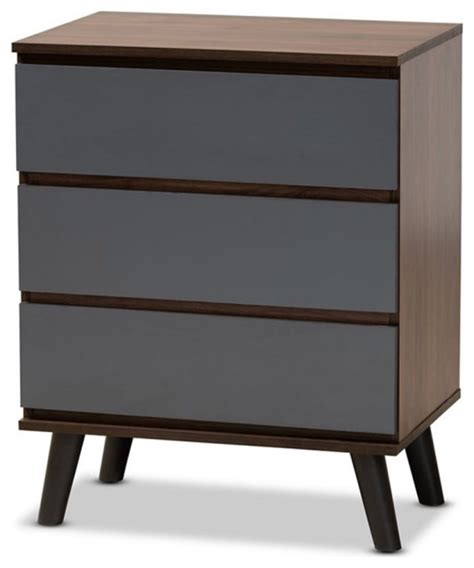 Bowery Hill Modern Drawer Wood Bedroom Chest In Walnut Brown Gray