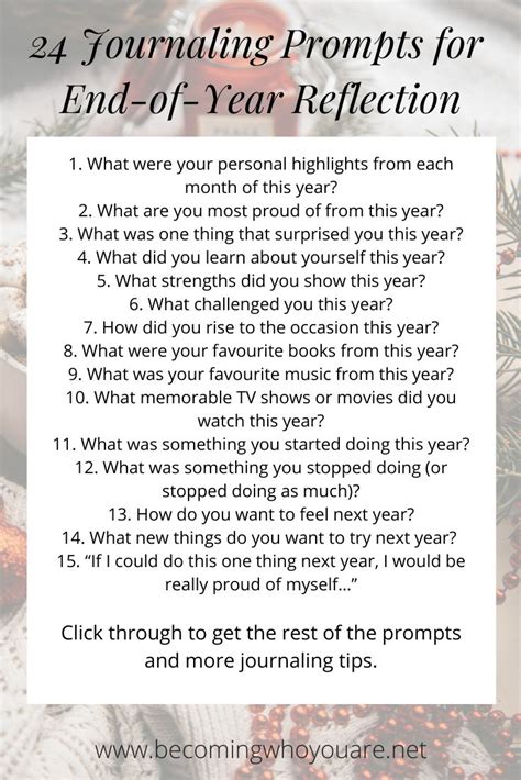 24 Journaling Prompts For End Of Year Reflection Becoming Who You Are