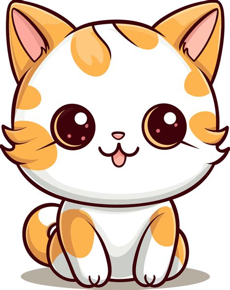 Kawaii Cute Happy Cat In Clipart Style 26419509 Png