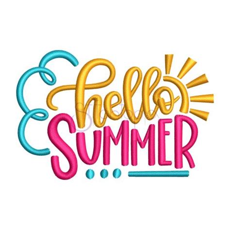 Hello Summer Embroidery Design 2 Stitchtopia