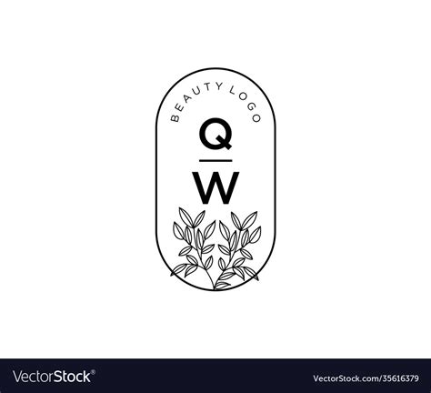 Initial Qw Letters Beautiful Floral Feminine Vector Image