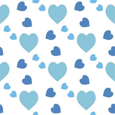 Seamless Pattern With Blue Hearts On White Background Vector Image