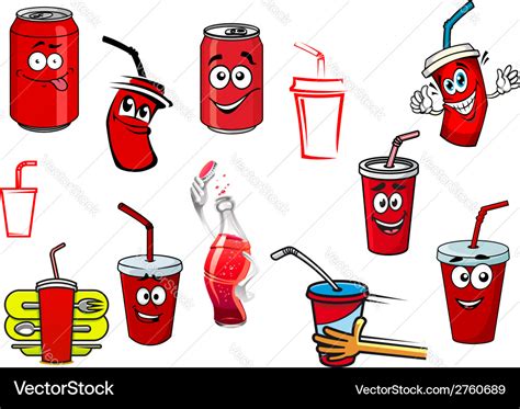 Cartoon Cola And Soda Drinks Royalty Free Vector Image