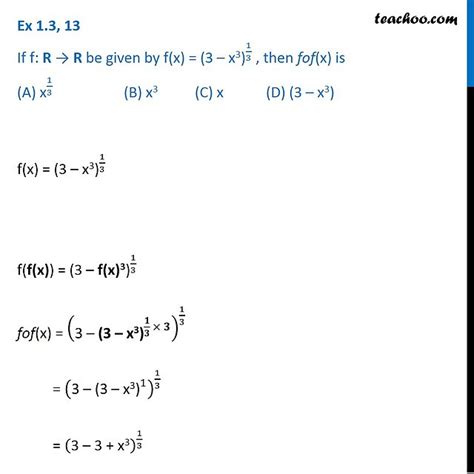 Mcq Class 12 If Fx 3 X313 Then Fof X Is Teachoo