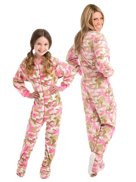 Big Feet Pjs Pink Camo Micro Polar Fleece Adult Sleeper Footed Pajamas