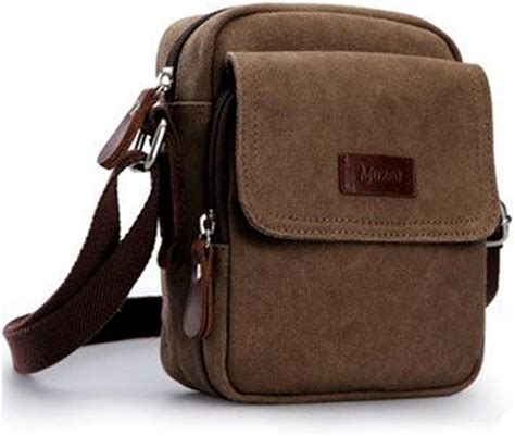 Muzee Mens Multifunction Leisure Canvas Shoulder Bag Small Travel Cross Body Bag Coffee