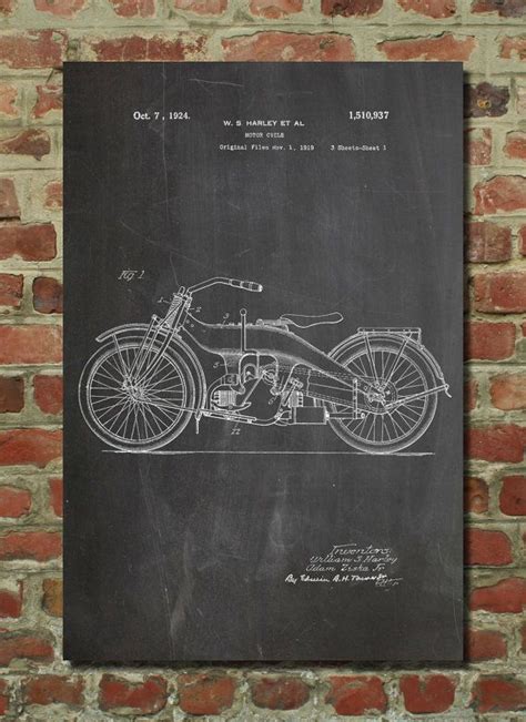 A Drawing Of A Motorcycle On A Blackboard In Front Of A Brick Wall